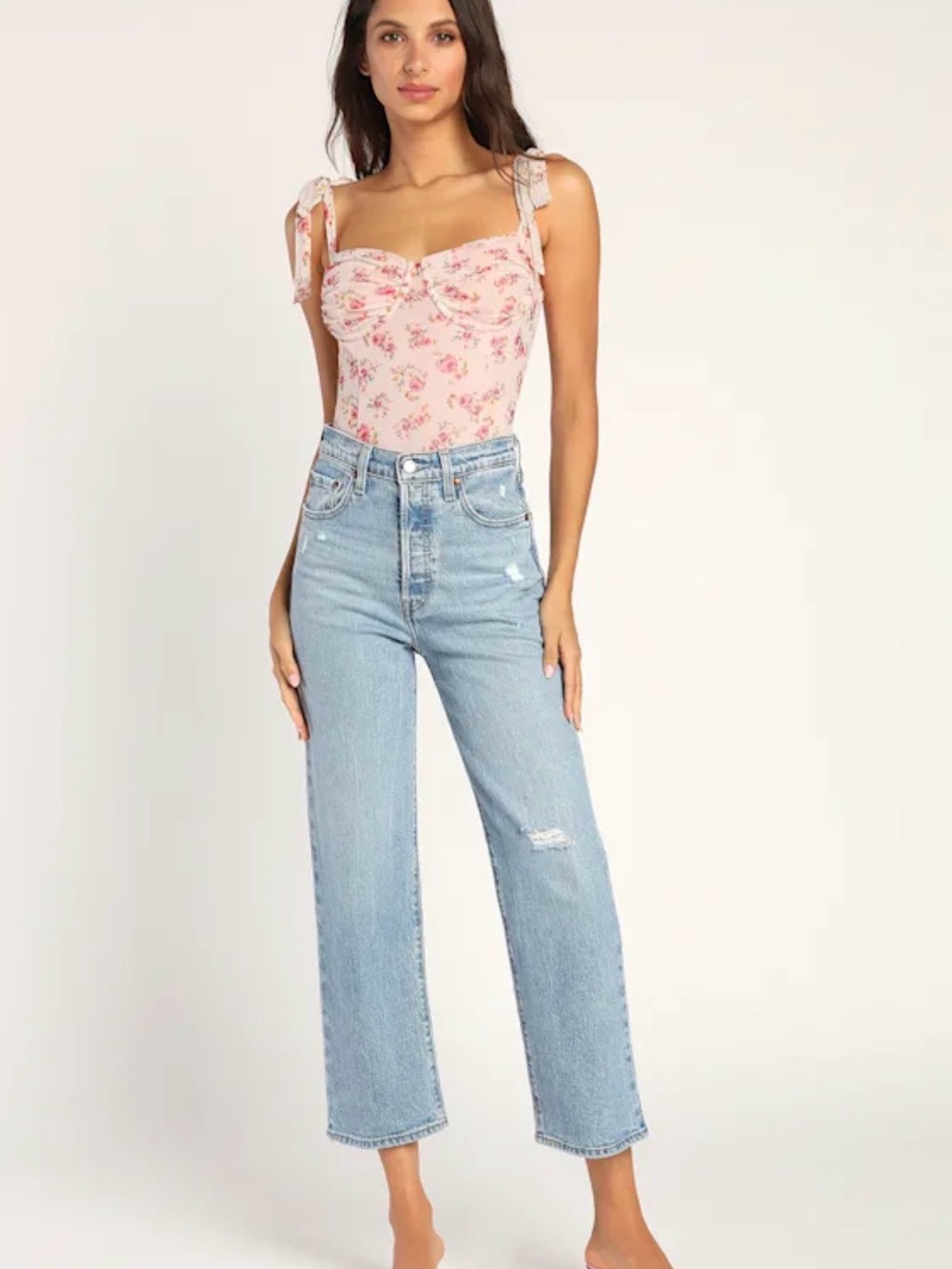 Dynamite Darling Pink Floral Tie-Strap Bustier Mesh Bodysuit small lulus top new